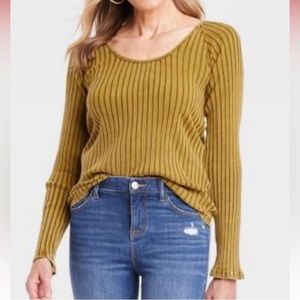 Knox Rose Mustard Ribbed Casual Shirt